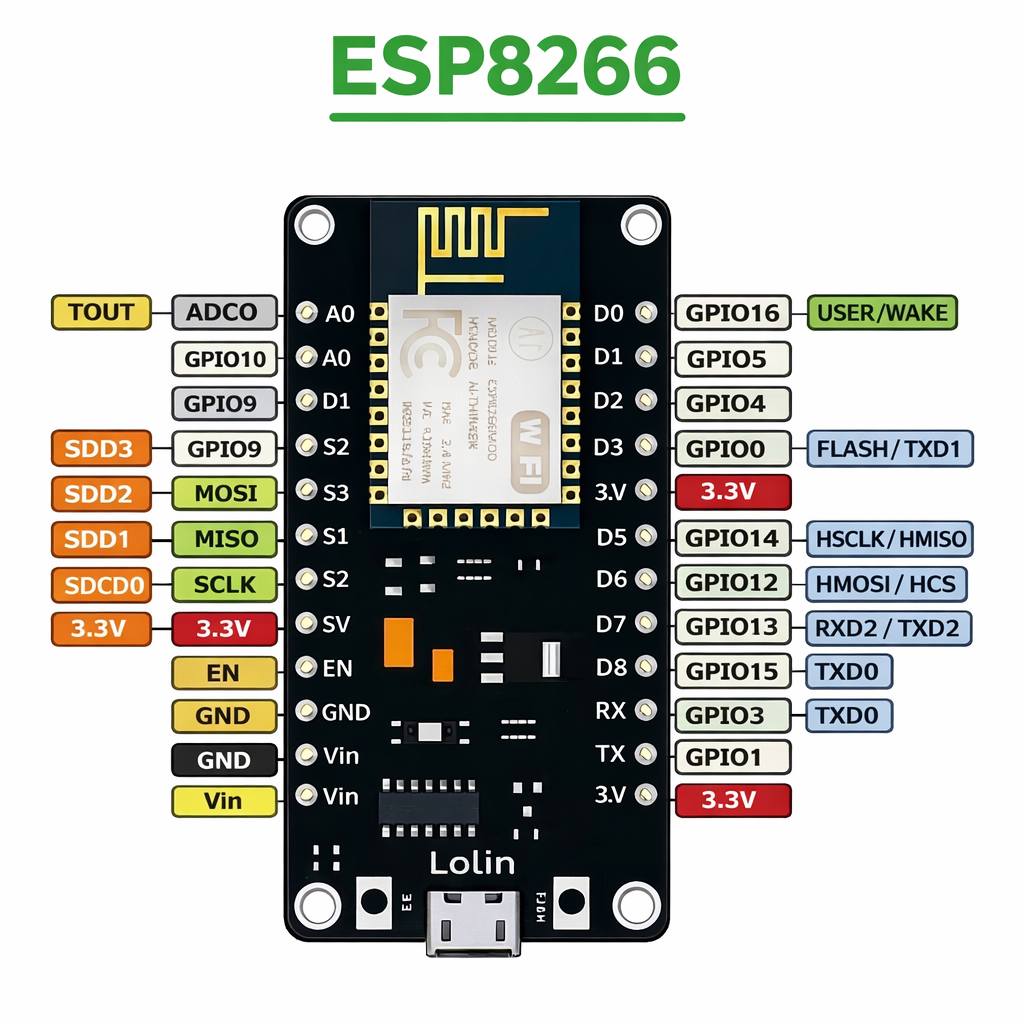 ESP8266 Pinout Diagram
